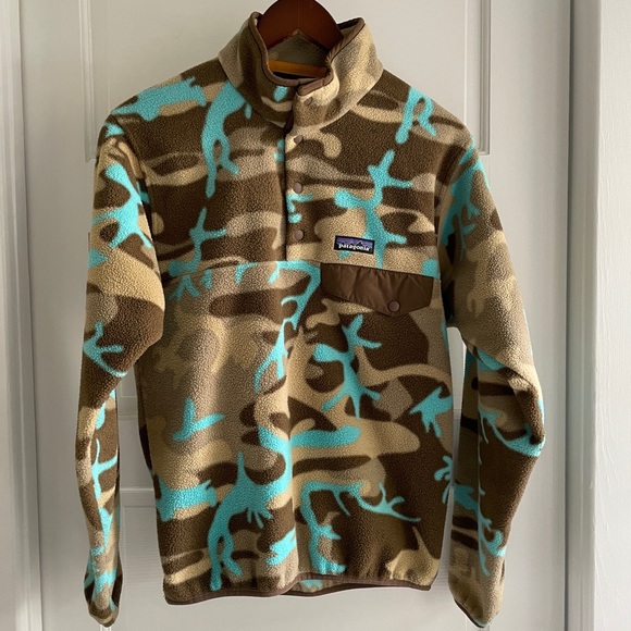 Patagonia Jackets & Blazers - Patagonia Small Synchilla Snap-T Fleece Pullover Forest Camo Howling Turquoise